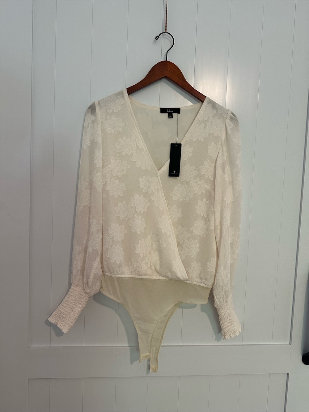 Lulu's Ivory Floral Lace Wrap Bodysuit